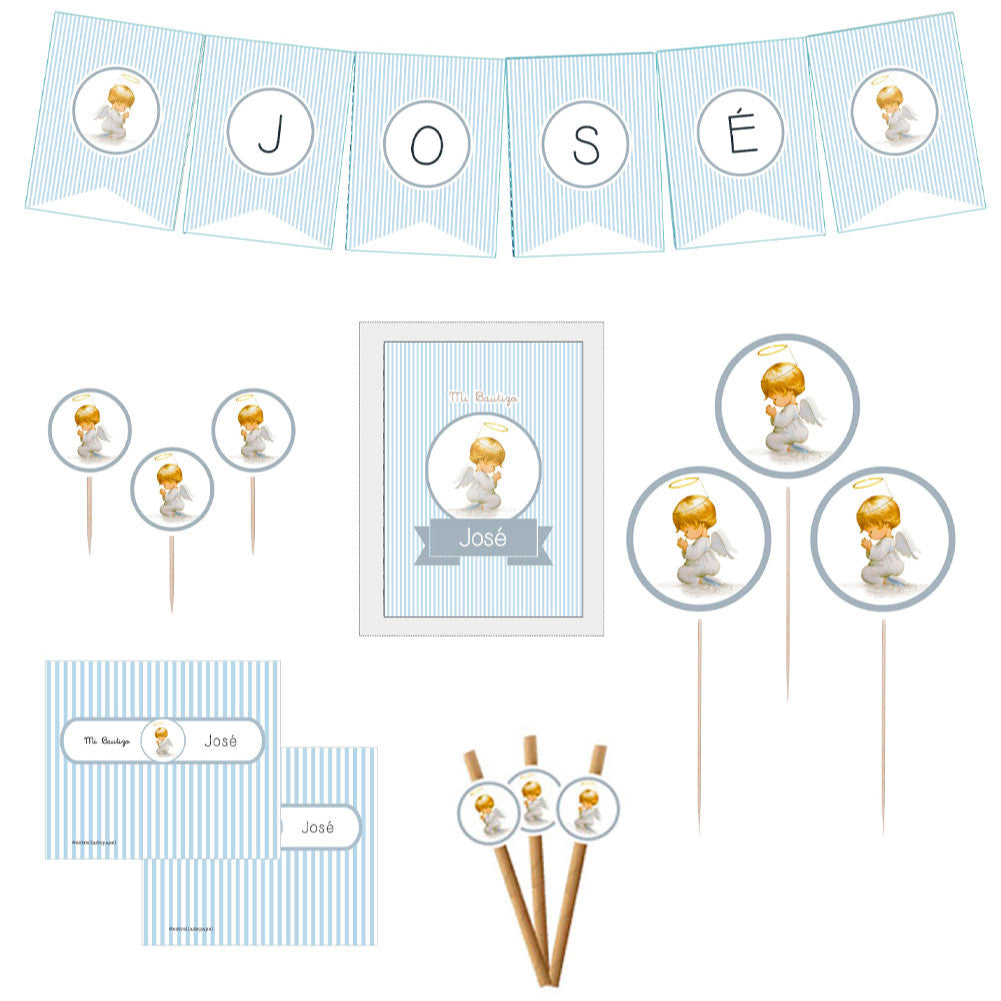 Decoración bautizo niño: Kit Deco Ángel De La Guarda Celeste