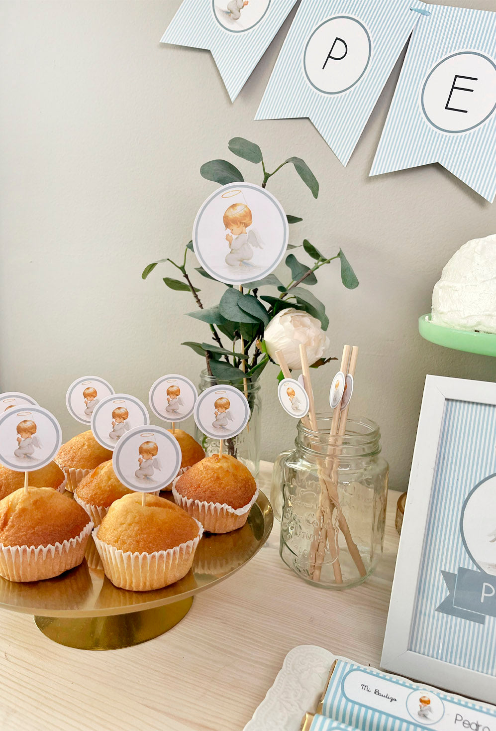 Decoración bautizo niño: Kit Deco Ángel De La Guarda Celeste