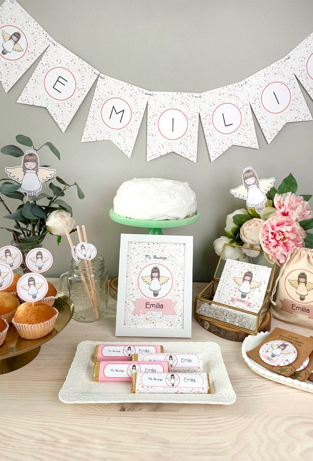 Decoracion bautizo niña: Kit Deco Angelita de la Guarda Amarilla