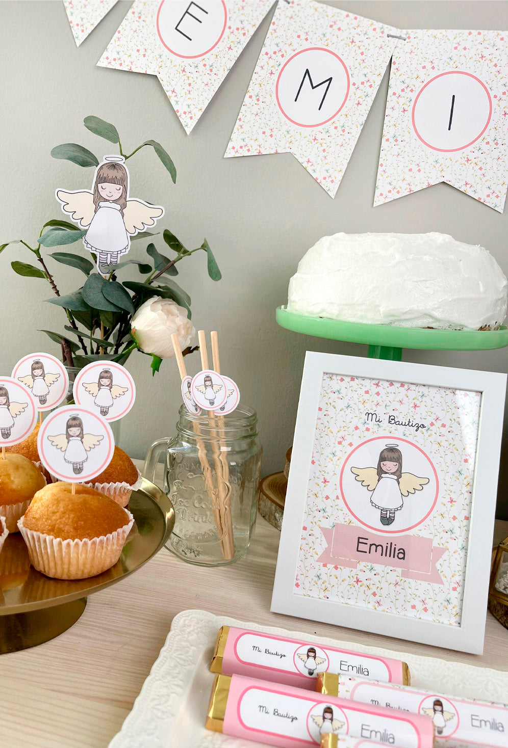 Decoracion bautizo niña: Kit Deco Angelita de la Guarda Amarilla