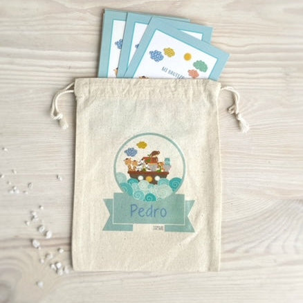 Bolsa para santitos bautizo niño: Arca de Noé Calipso