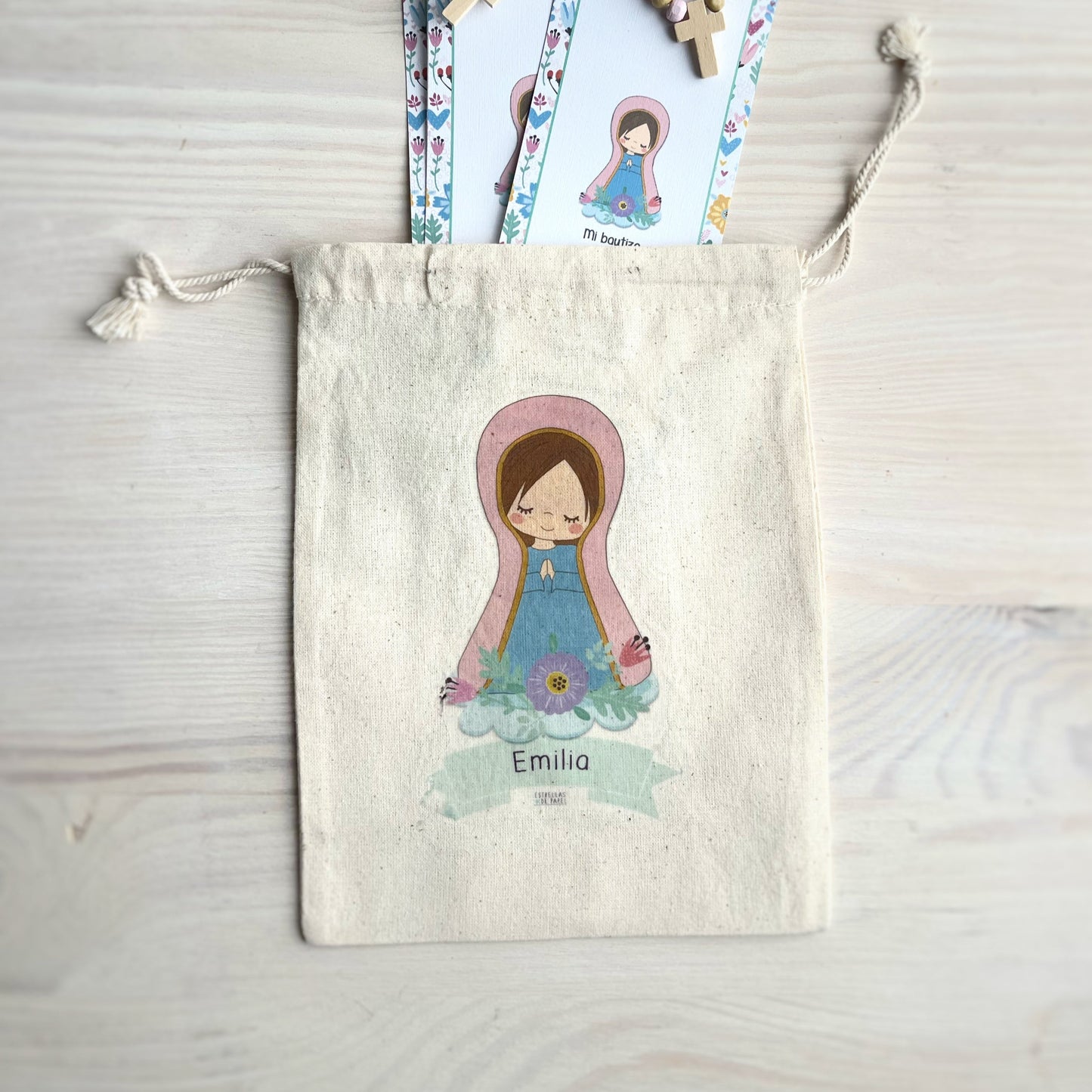 Bolsa para santitos bautizo niña: Virgen Lupe Flores
