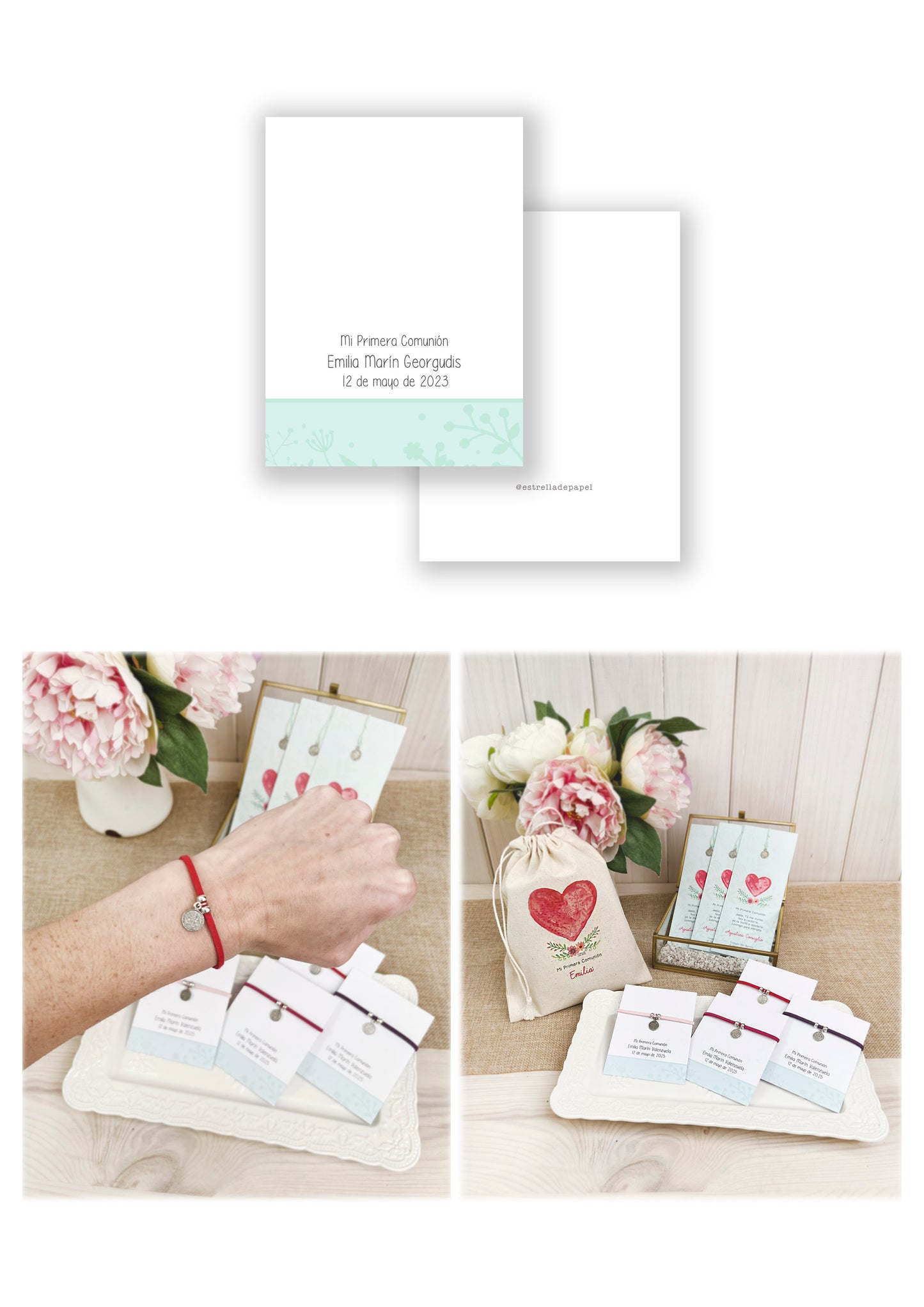 Recuerdo primera comunión niña: Pulsera Gamuza Mix