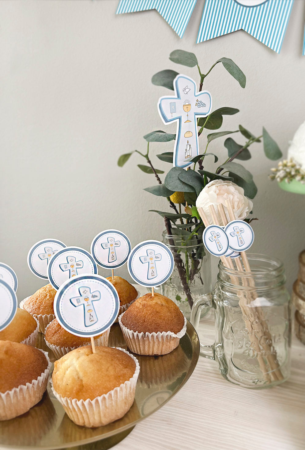 Decoración primera comunión niño: Kit Deco Símbolos Rayas Calispo