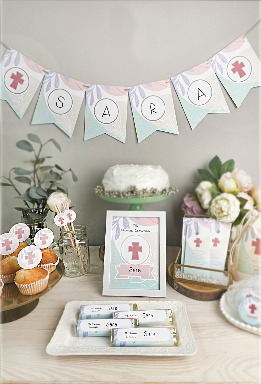 Decoración primera comunión niña: Banderín