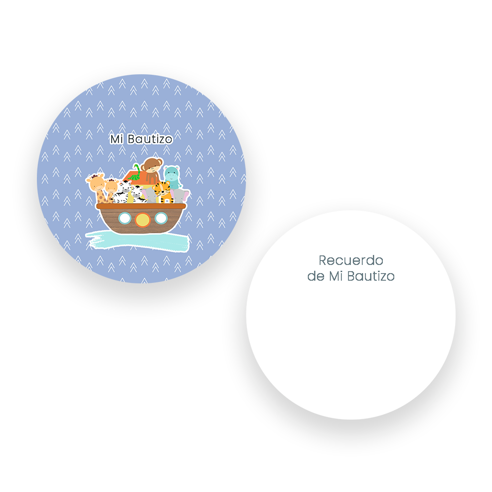 Recuerdo bautizo niño: Denario Lupe en Lata