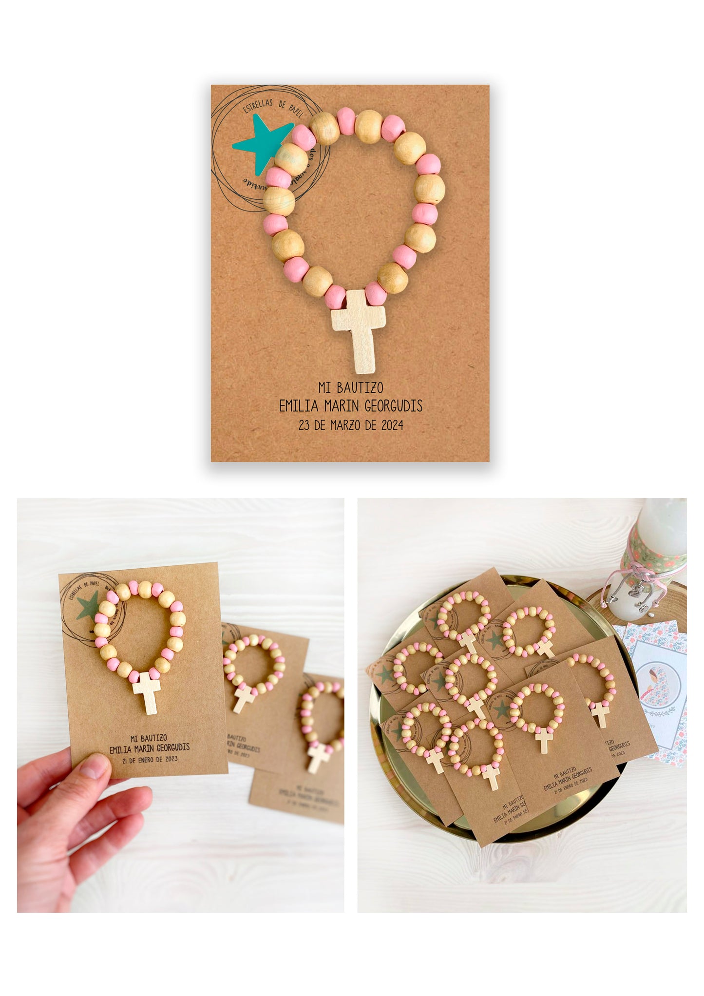 Recuerdo bautizo niño: Denario Madera