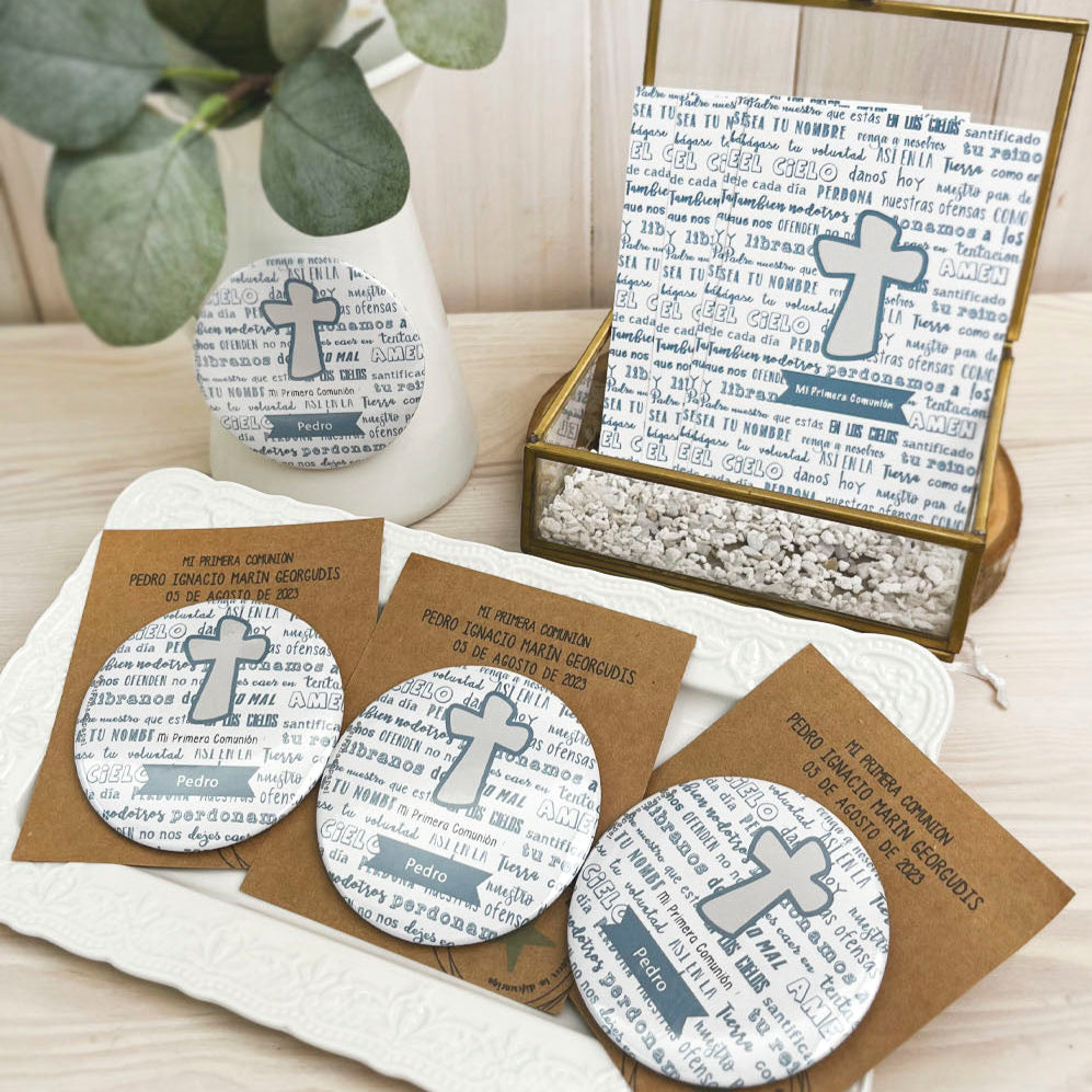 Set Comunión Niño 4: 24 Santitos + 24 Chapitas Imán