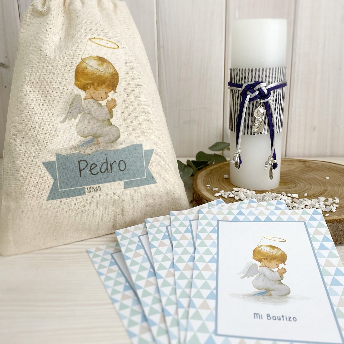 Santito bautizo niño: Ángel de la Guarda Triángulo