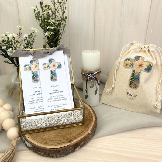 Bolsa para santitos bautizo niño: Cruz Colores