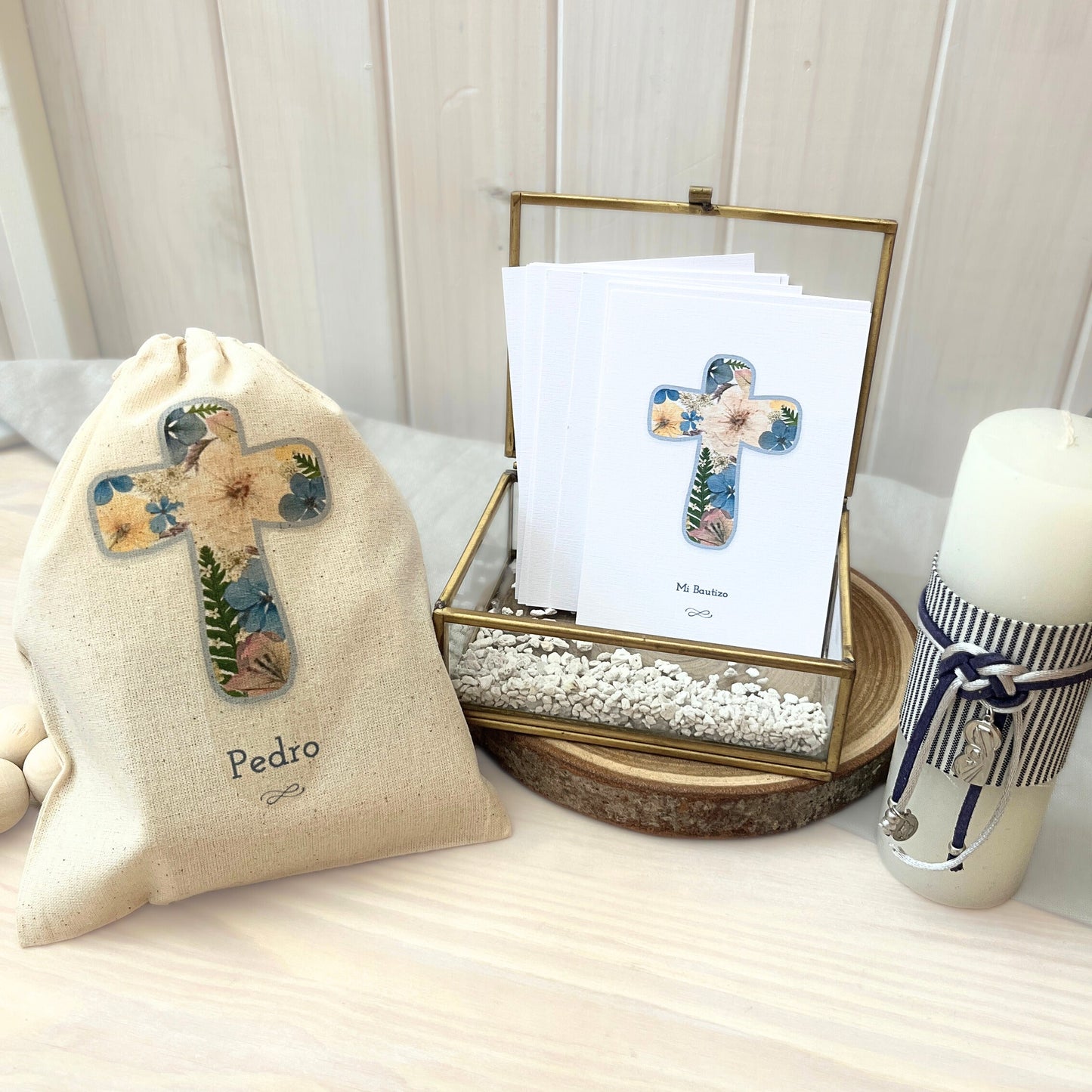 Santito bautizo niño: Colección Cruz Colores