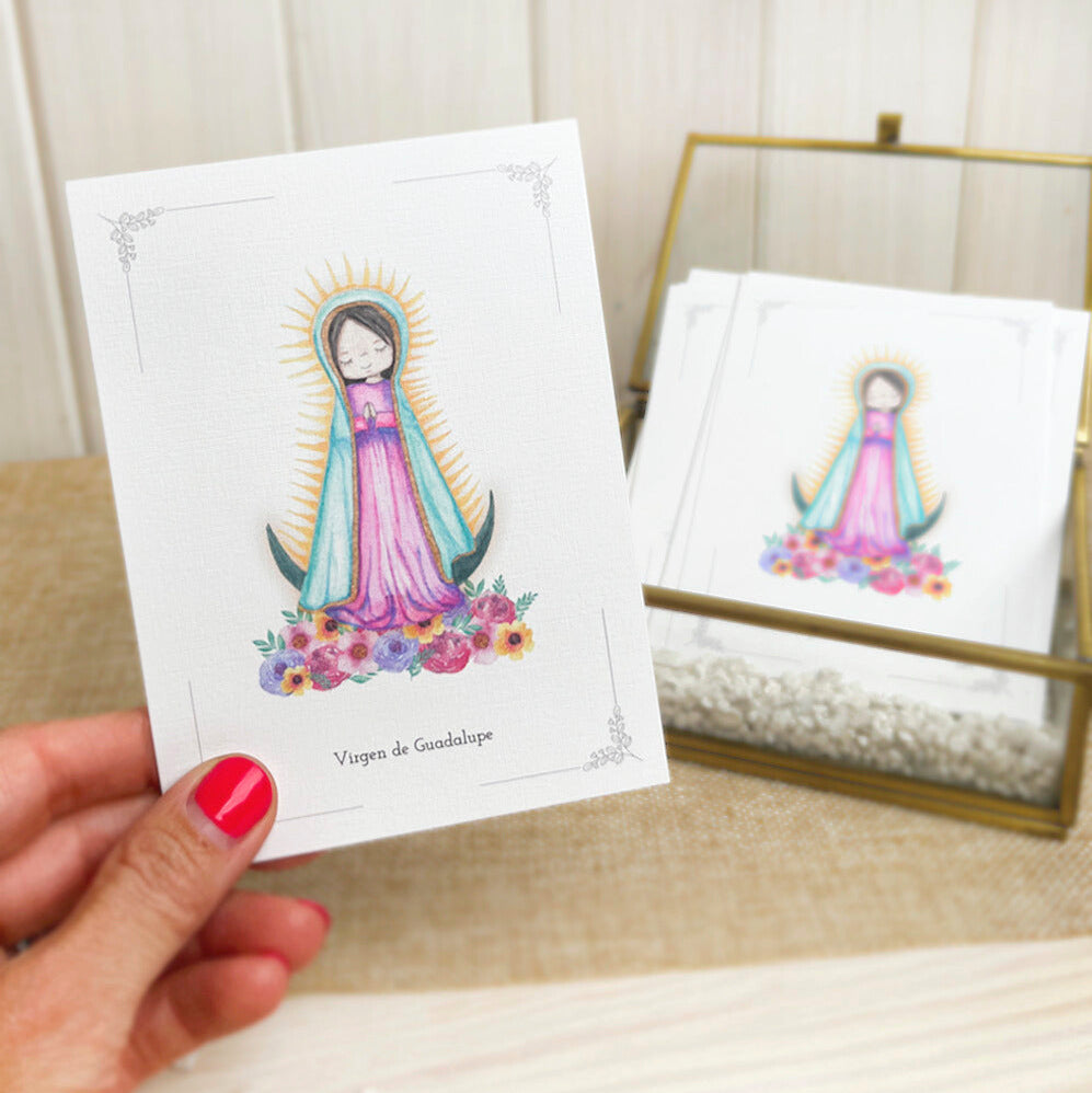 Santito acuarela bautizo niña: Virgen de Guadalupe