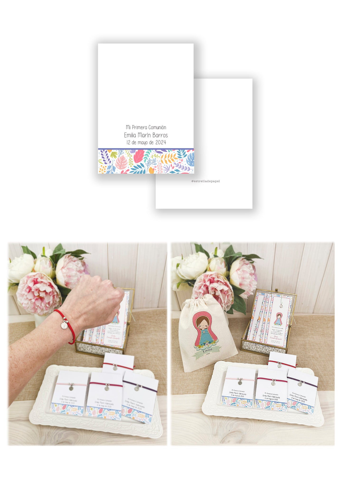 Recuerdo primera comunión niña: Pulsera Gamuza Mix