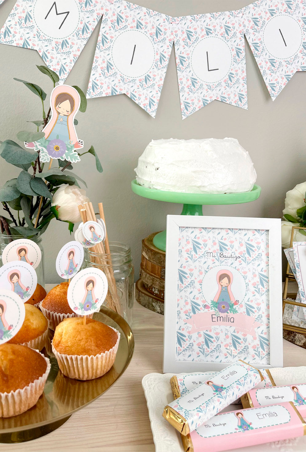 Decoracion bautizo niña: Kit Deco Virgen Lupe Rosada
