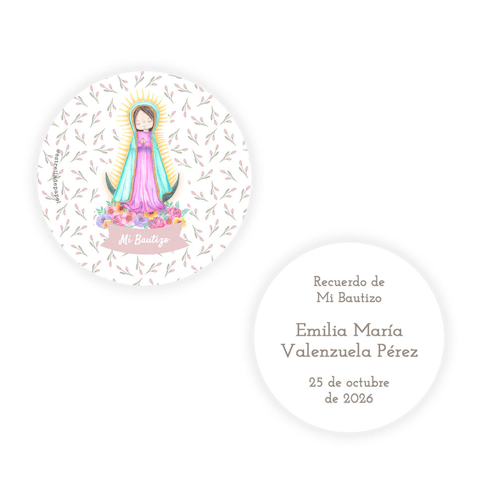 Recuerdo bautizo niña: Denario Madera en Lata