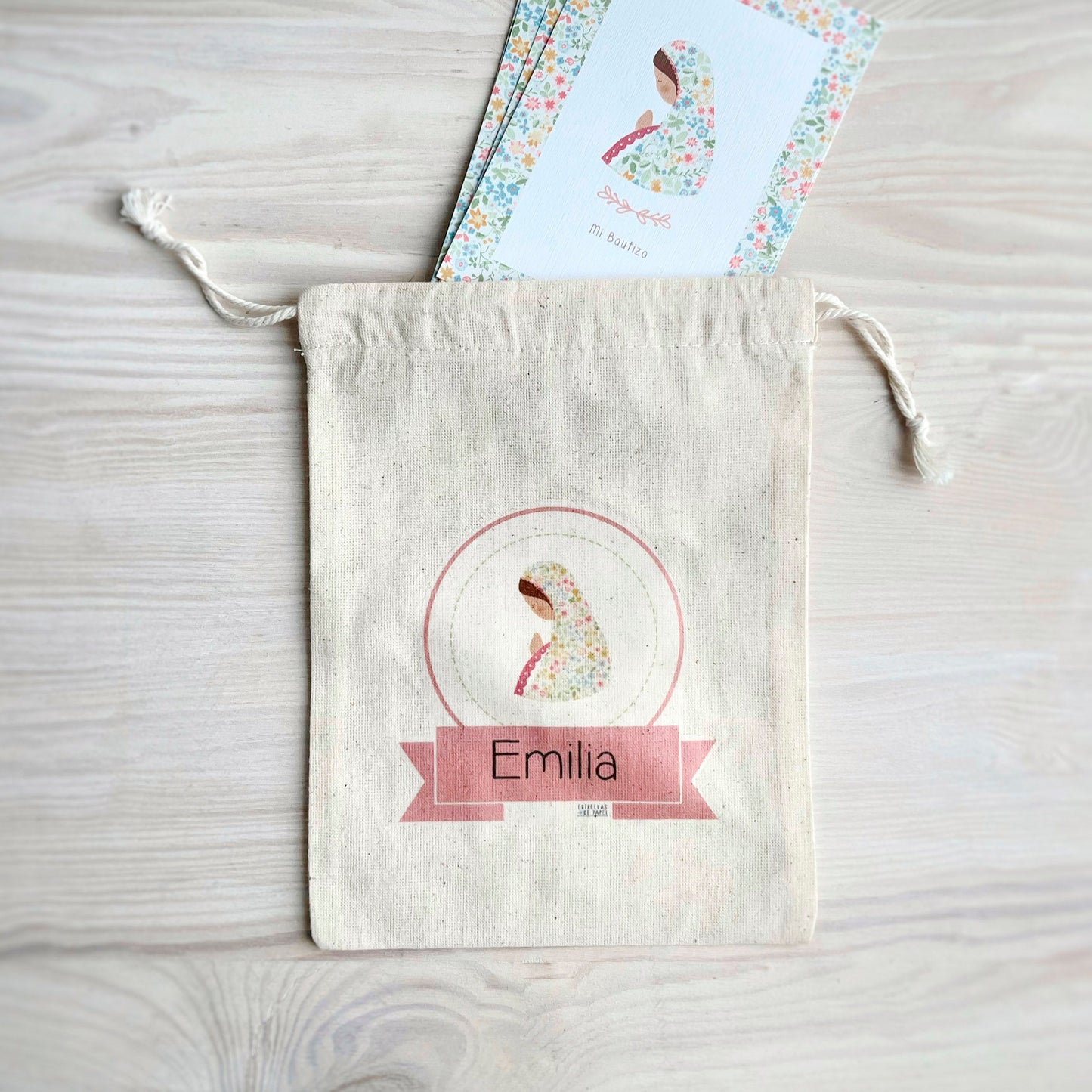 Bolsa para santitos bautizo niña: Virgen Niña Amarilla