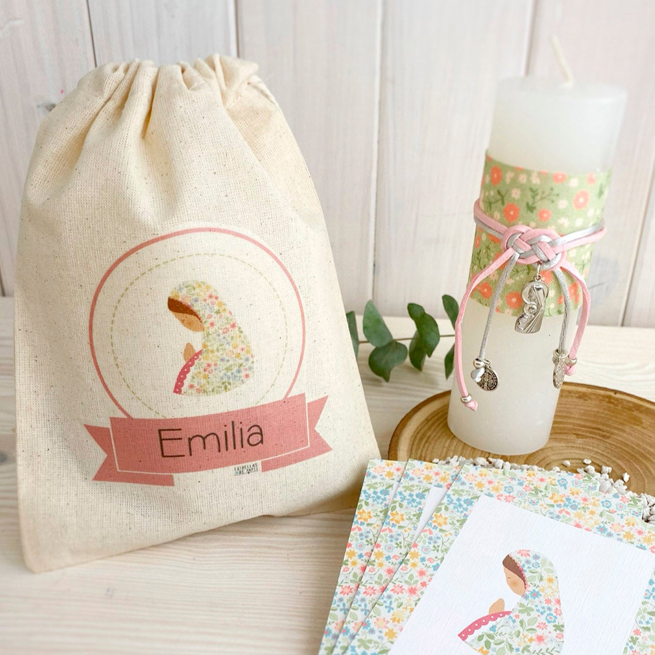 Bolsa para santitos bautizo niña: Virgen Niña Amarilla