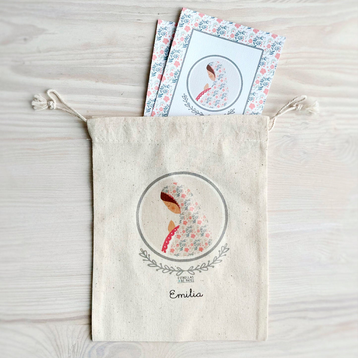 Bolsa para santitos bautizo niña: Virgen Niña Rosada