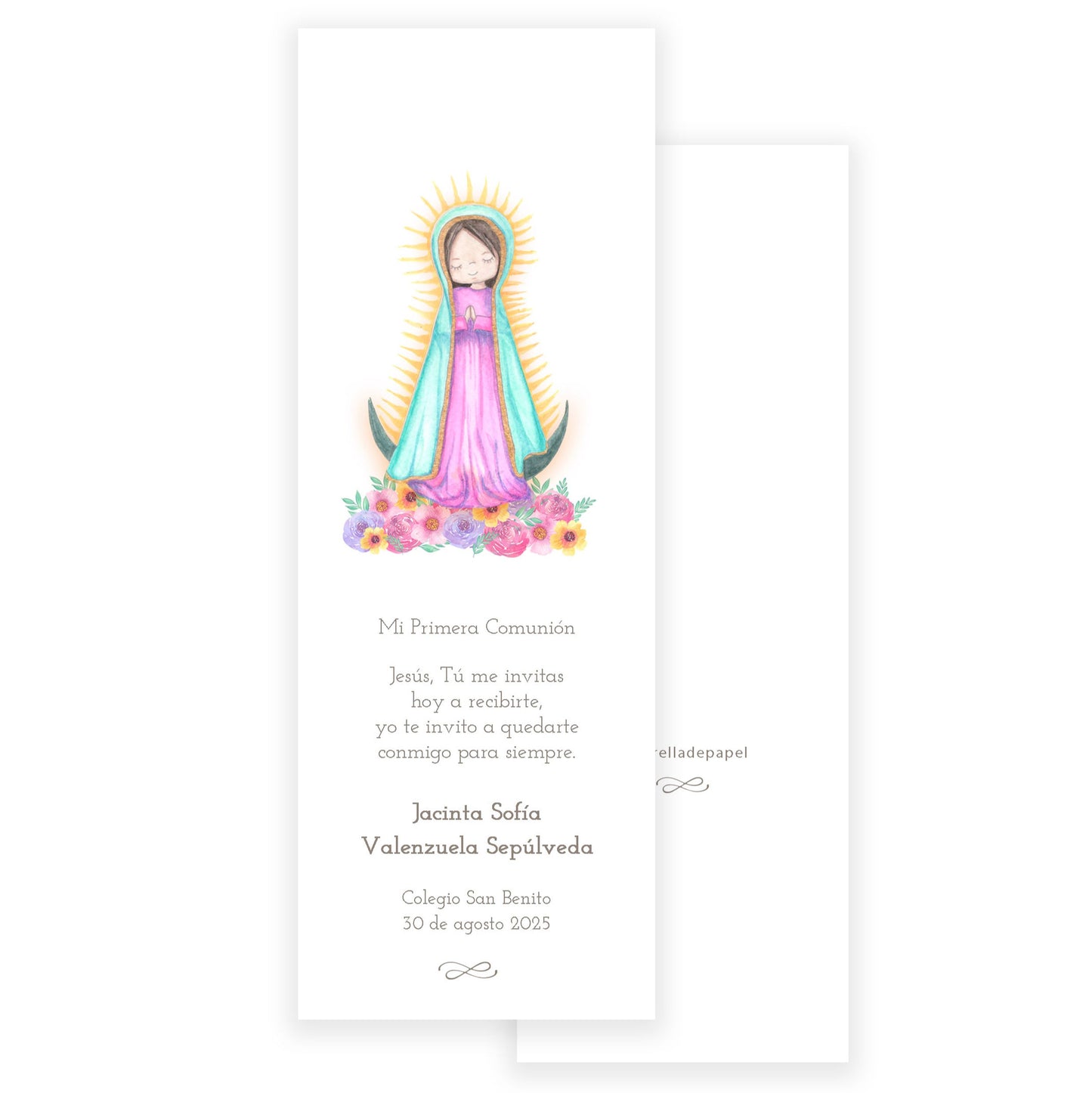 Santito acuarela primera comunión niña: Marcalibro Virgen de Guadalupe