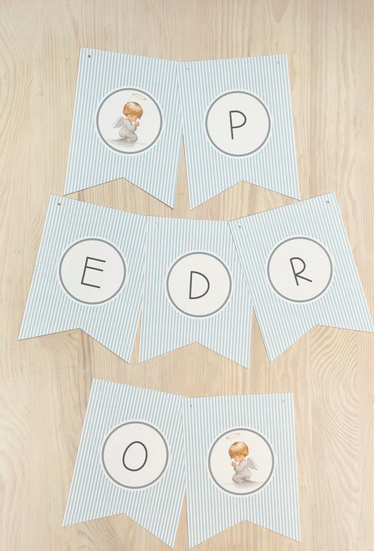 Decoración bautizo niño: Banderín