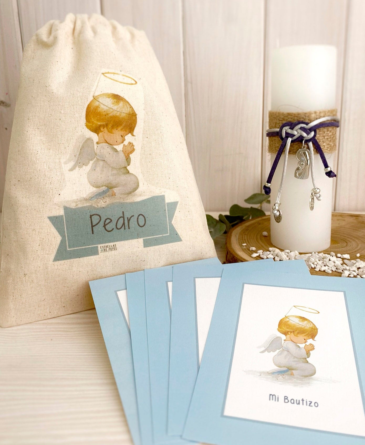 Santito bautizo niño: Ángel de la Guarda Celeste