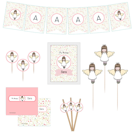 Decoracion bautizo niña: Kit Deco Angelita de la Guarda Amarilla