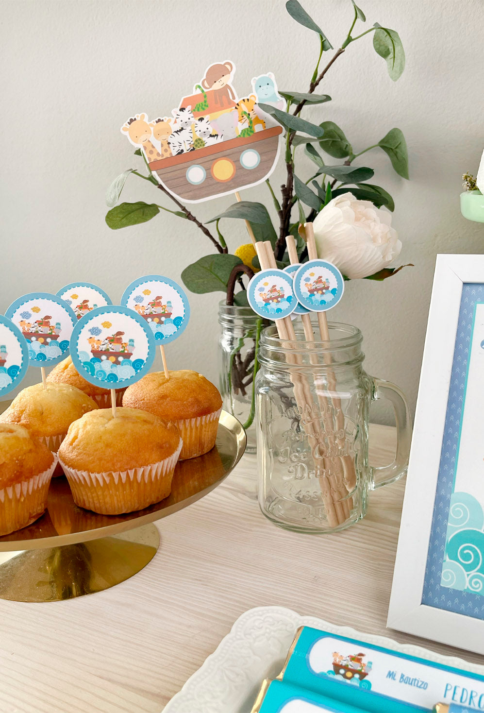 Decoración bautizo niño: Kit Deco Arca de Noé Azul