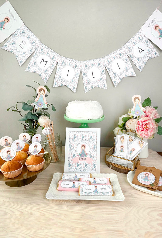 Decoración bautizo niña: Banderín