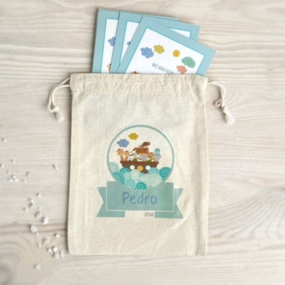 Bolsa para santitos bautizo niño: Arca de Noé Calipso
