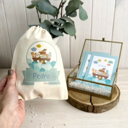 Bolsa para santitos bautizo niño: Arca de Noé Calipso