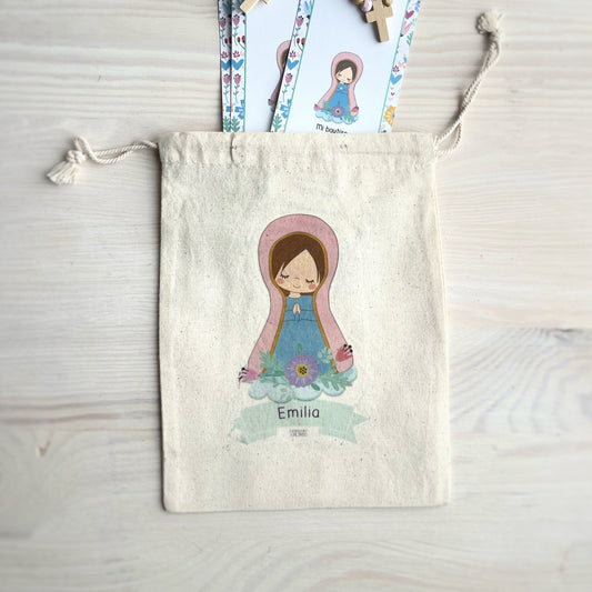 Bolsa para santitos bautizo niña: Virgen Lupe Flores