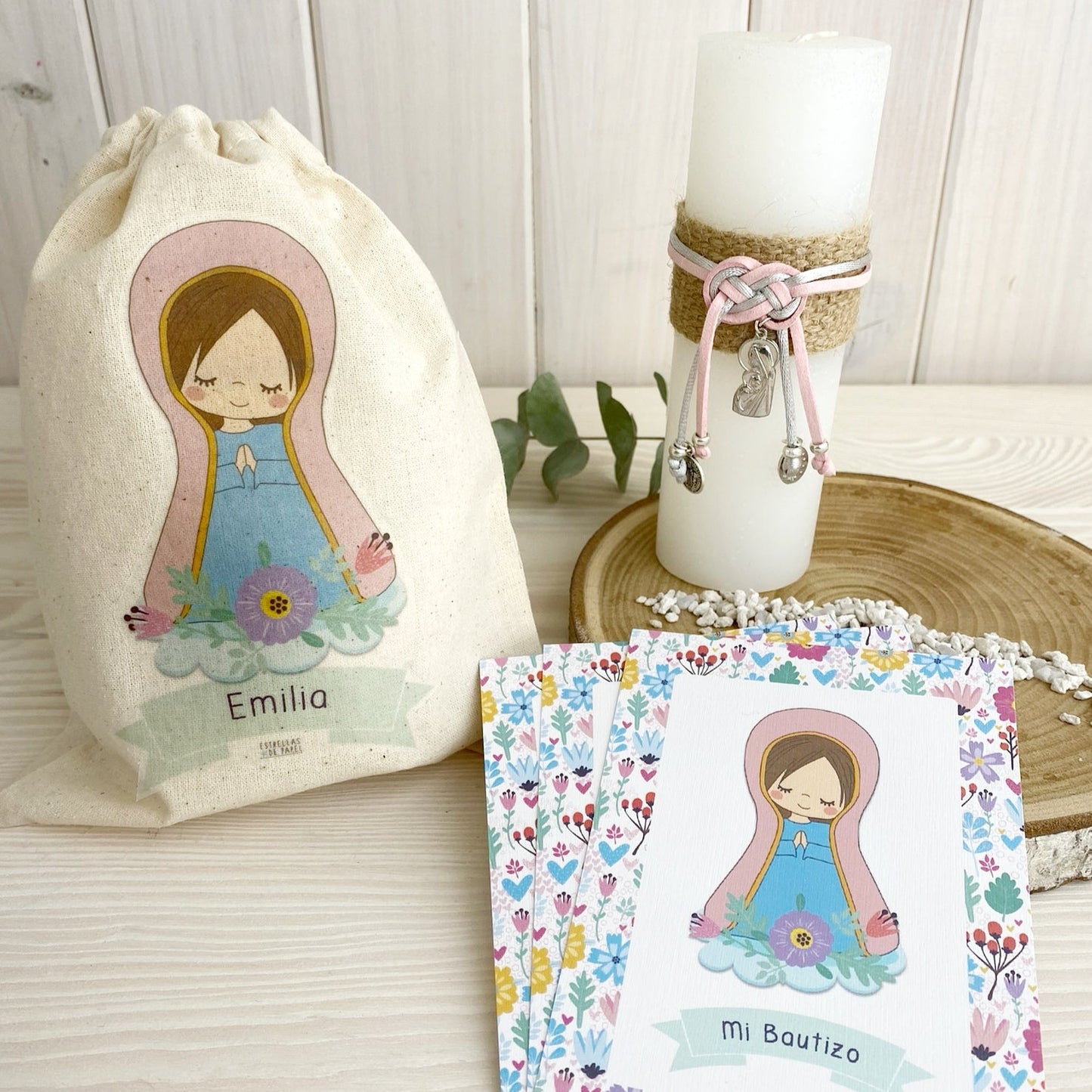 Bolsa para santitos bautizo niña: Virgen Lupe Flores