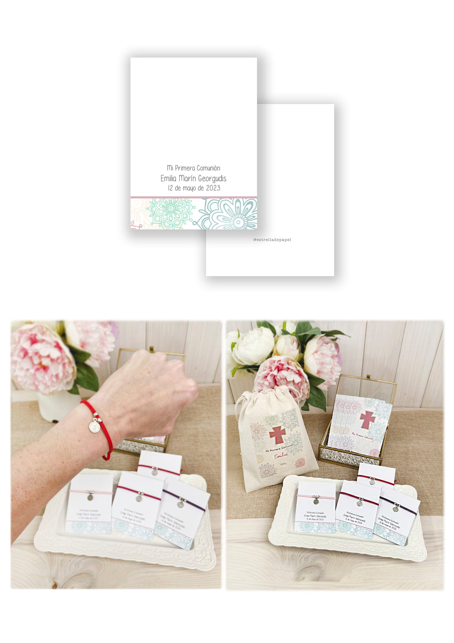 Recuerdo primera comunión niña: Pulsera Gamuza Mix