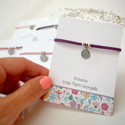 Recuerdo bautizo niña: Pulsera Gamuza Mix