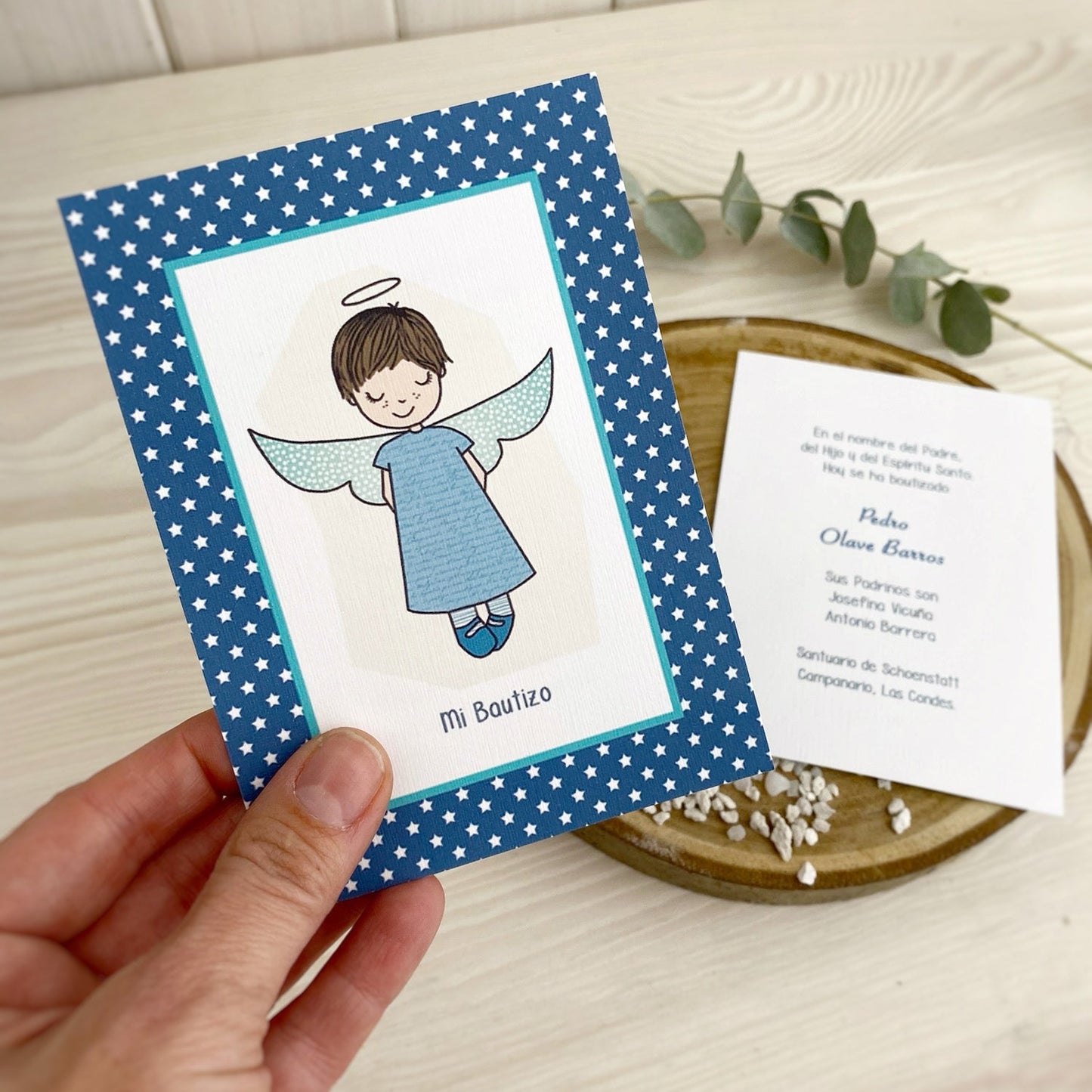 Santito bautizo niño: Ángel de la Guarda Estrellas