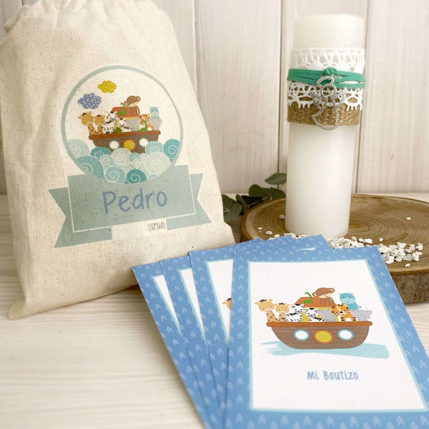 Santito bautizo niño: Arca de Noé Azul