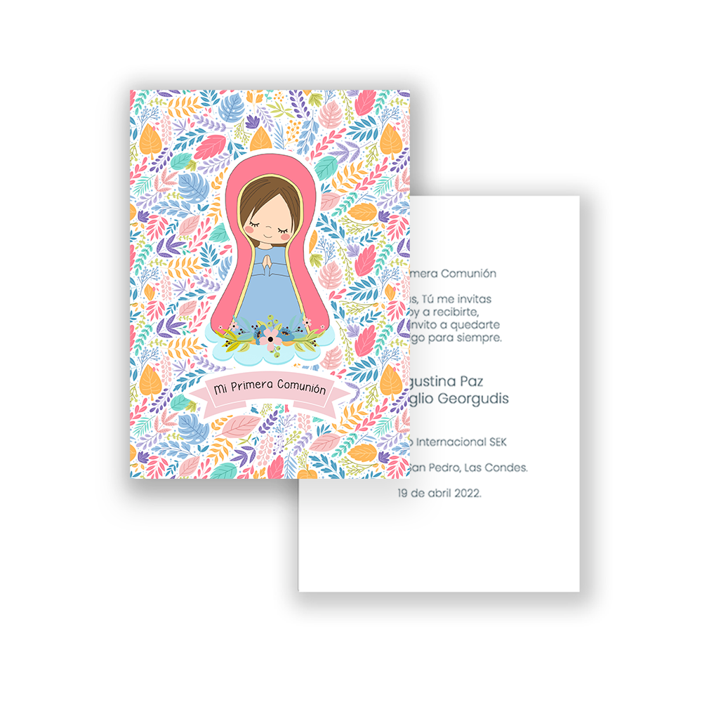 Santito primera comunión niña: Virgen Lupe Hojas