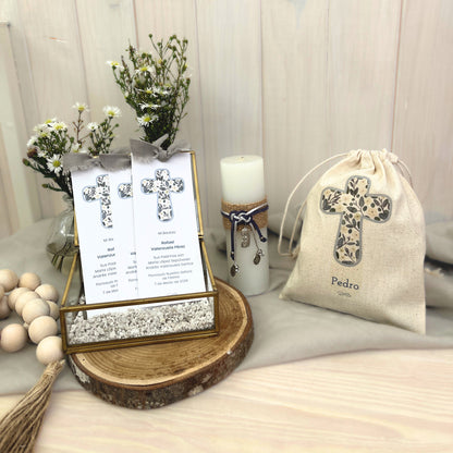 Set Bautizo Niño 1: 24 Santitos + 1 Bolsa de Santitos + Vela Ceremonia