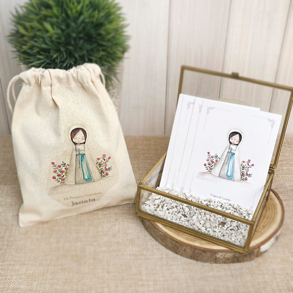 Bolsa para santitos primera comunión niña: Virgenes Acuarela