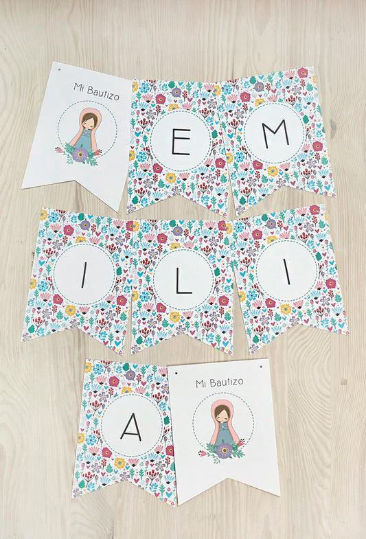 Decoración bautizo niña: Banderín