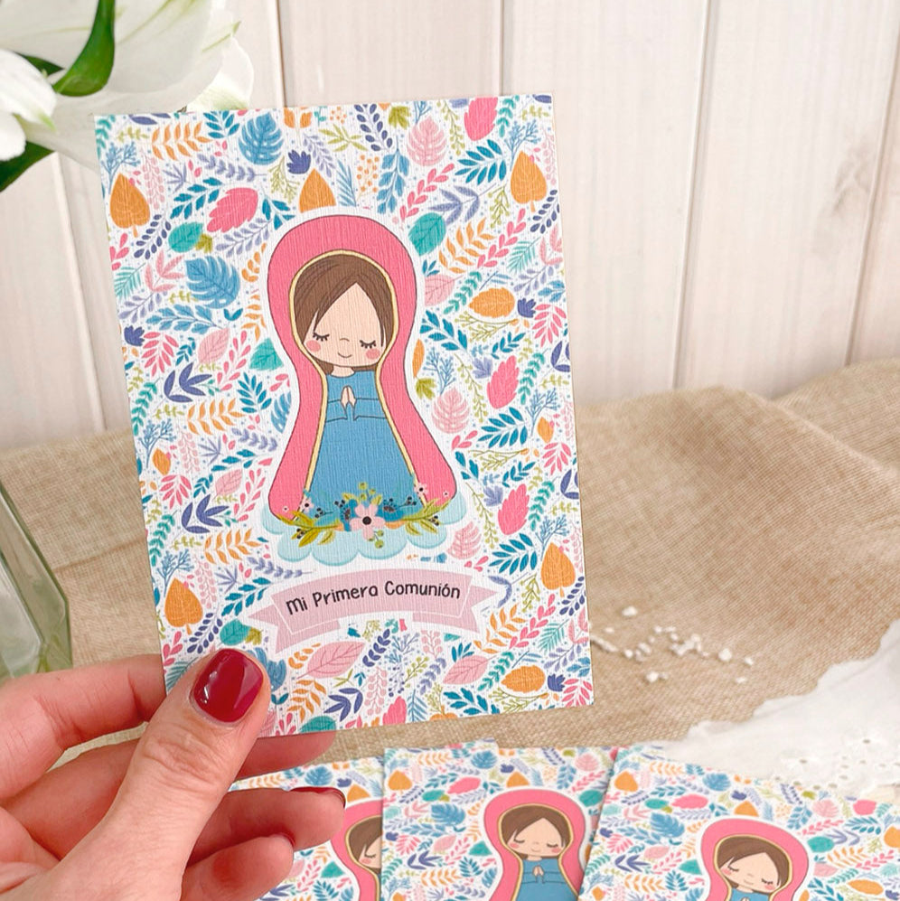 Santito primera comunión niña: Virgen Lupe Hojas