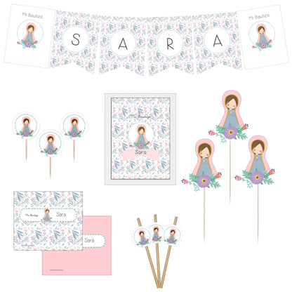 Decoracion bautizo niña: Kit Deco Virgen Lupe Rosada
