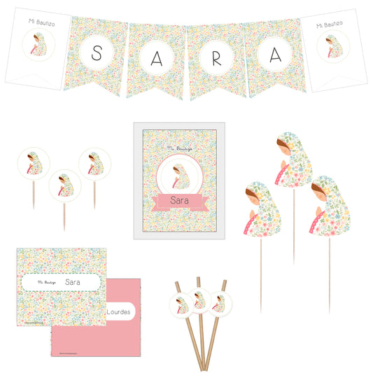 Decoracion bautizo niña: Kit Deco Virgen Niña Amarilla