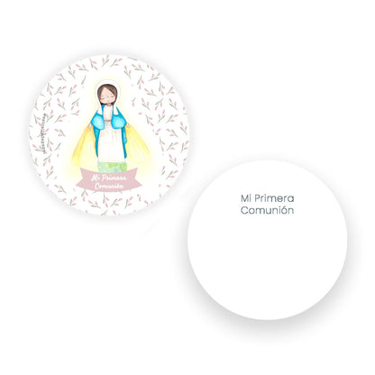 Recuerdo primera comunión niña: Denario Madera en Lata