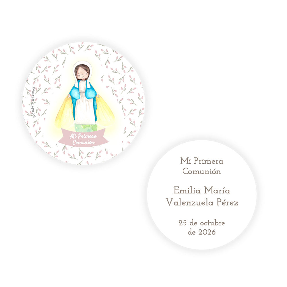 Recuerdo primera comunión niña: Denario Madera en Lata