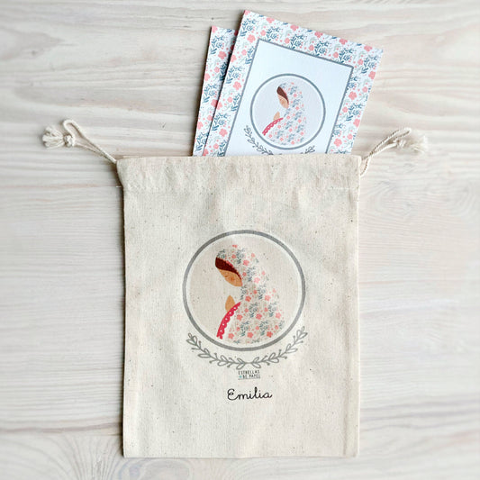 Bolsa para santitos bautizo niña: Virgen Niña Rosada