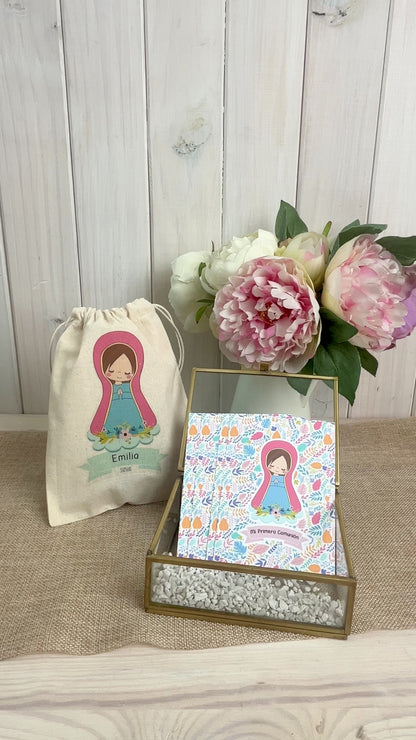 Santito primera comunión niña: Virgen Lupe Hojas