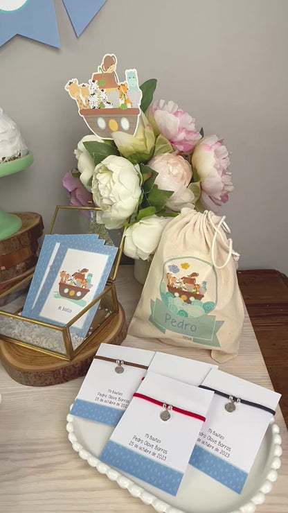 Bolsa para santitos bautizo niño: Arca de Noé Calipso