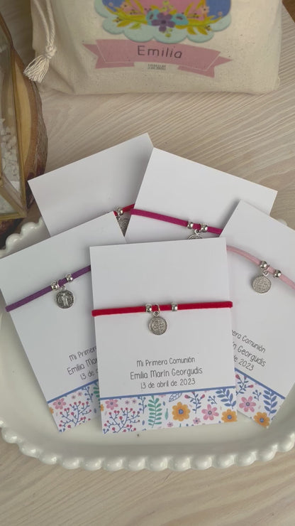 Recuerdo primera comunión niña: Pulsera Gamuza Mix